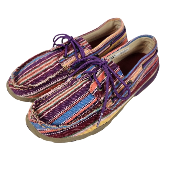 Twisted X Shoes - Twisted X Purple Serape Western Boat Deck Casual Lace Up Shoes Women's Size 8